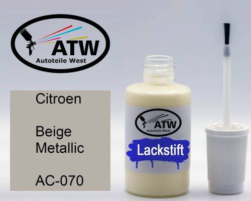 Citroen, Beige Metallic, AC-070: 20ml Lackstift, von ATW Autoteile West.